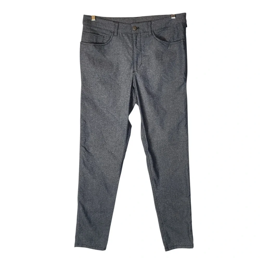 Lululemon ABC Pants Men's 32 Heathered Deep Navy Slim Tech Canvas